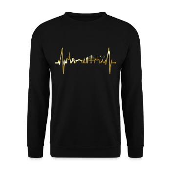 Copenhague Skyline Heartbeat Danemark Amour Hygge - Sweat-shirt Unisexe - noir - Devant - Alina (178cm) & Michal (187cm)
