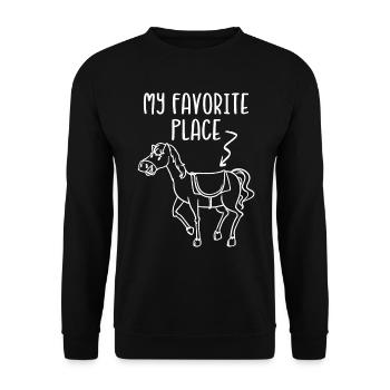 Horseback Riding Horse Rider Equestrian My Favorite Place - Unisex Sweatshirt - black - Front - Alina (178cm) & Michal (187cm)