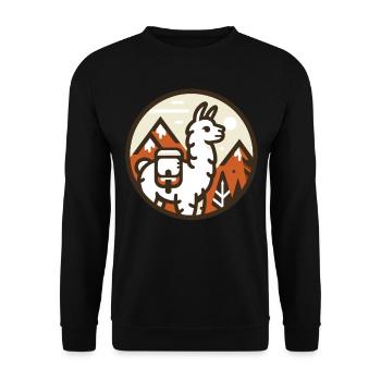 Simple hiking llama: Mountains in view - Unisex Sweatshirt - black - Front - Alina (178cm) & Michal (187cm)