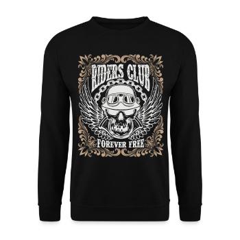Motorcyclist saying, vintage skull with helmet - Unisex Sweatshirt - black - Front - Alina (178cm) & Michal (187cm)