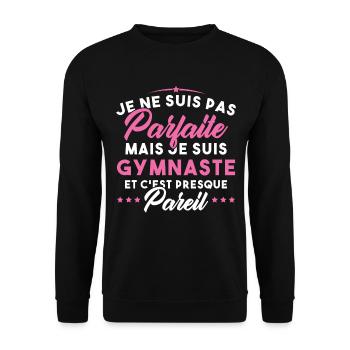Cadeau gymnastique par parfaite mais Gymnaste - Sweat-shirt Unisexe - noir - Devant - Alina (178cm) & Michal (187cm)