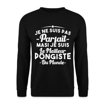 Pas parfait mais je suis le meilleur pongiste - Sweat-shirt Unisexe - noir - Devant - Alina (178cm) & Michal (187cm)