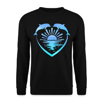 Dolphin Heart Sunset - Unisex Sweatshirt - black - Front - Alina (178cm) & Michal (187cm)
