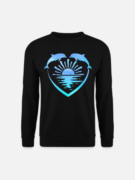 Dolphin Heart Sunset - Unisex Sweatshirt - black