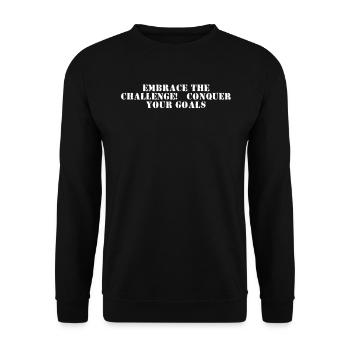 Fitness - Embrace the challenge, conquer your - Unisex Pullover - Schwarz - Vorne - Alina (178cm) & Michal (187cm)