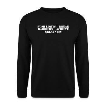 Fitness - Push limits, break barriers, achieve - Unisex Sweatshirt - black - Front - Alina (178cm) & Michal (187cm)
