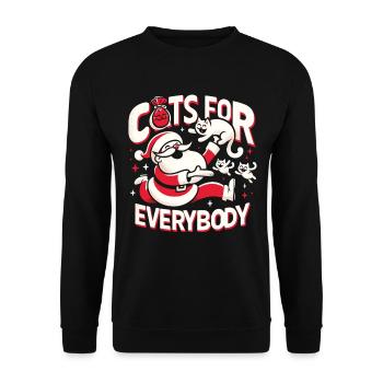 Cats For Everybody Katze Katzen Katzenliebhaber - Unisex Pullover - Schwarz - Vorne - Alina (178cm) & Michal (187cm)