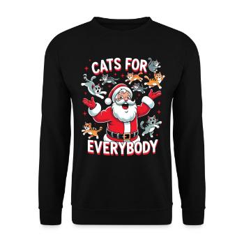 Cats For Everybody Katze Katzen Katzenliebhaber - Unisex Pullover - Schwarz - Vorne - Alina (178cm) & Michal (187cm)