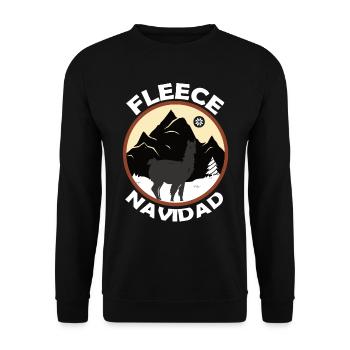 Fleece Feliz Navidad Llama Christmas Pixel - Unisex Pullover - Schwarz - Vorne - Alina (178cm) & Michal (187cm)