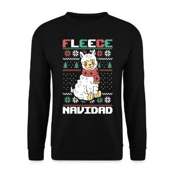 Fleece Feliz Navidad Llama Christmas Badge - Unisex Pullover - Schwarz - Vorne - Alina (178cm) & Michal (187cm)