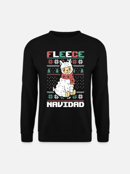 Fleece Feliz Navidad Llama Christmas Badge - Unisex Pullover - Schwarz