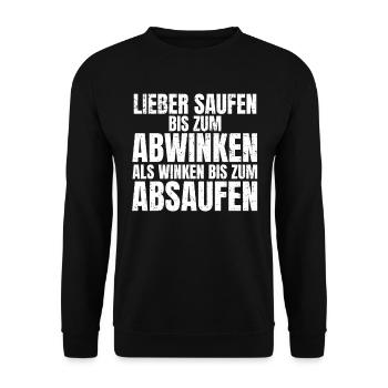 Winken bis zum Absaufen Lustiger Feierabend Spruch - Unisex Pullover - Schwarz - Vorne - Alina (178cm) & Michal (187cm)