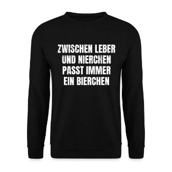 Leber und Nierchen - Lustiger Feierabend Spruch - Unisex Pullover - Schwarz - Vorne - Alina (178cm) & Michal (187cm)
