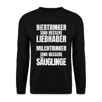 Biertrinker Liebhaber - Lustiger Feierabend Spruch - Unisex Pullover - Schwarz - Vorne - Alina (178cm) & Michal (187cm)