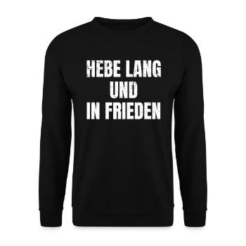 Heizen und Weizen Cooler Feierabend Spruch - Unisex Pullover - Schwarz - Vorne - Alina (178cm) & Michal (187cm)
