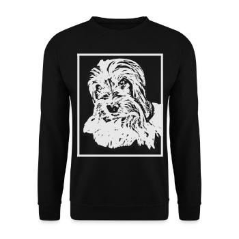 Biewer Terrier Dog Portrait Drawing - Unisex Sweatshirt - black - Front - Alina (178cm) & Michal (187cm)
