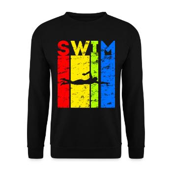 Nageur Natation Natation Design Vintage - Sweat-shirt Unisexe - noir - Devant - Alina (178cm) & Michal (187cm)