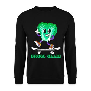 Skateboarder Brocc Ollie - Funny Skateboarding Bro - Sweat-shirt Unisexe - noir - Devant - Alina (178cm) & Michal (187cm)