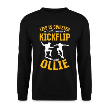 Skateboard - Life Is Sweeter With Every Kickflip A - Unisex Sweatshirt - black - Front - Alina (178cm) & Michal (187cm)