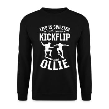 Life Is Sweeter With Every Kickflip And Ollie Skat - Unisex Sweatshirt - black - Front - Alina (178cm) & Michal (187cm)