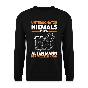 Puzzlefan Puzzler Puzzleteile Puzzle - Unisex Pullover - Schwarz - Vorne - Alina (178cm) & Michal (187cm)