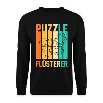 Puzzlefan Puzzler Puzzleteile Puzzle - Unisex Pullover - Schwarz - Vorne - Alina (178cm) & Michal (187cm)