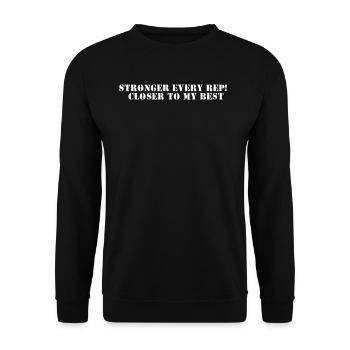 Fitness - Stronger every rep, closer to my best - Unisex Sweatshirt - black - Front - Alina (178cm) & Michal (187cm)