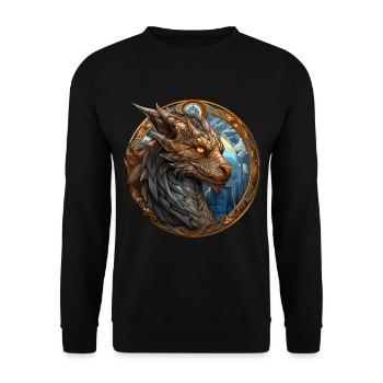 Dragon creature Franzi, the guardian of the world. - Unisex Sweatshirt - black - Front - Alina (178cm) & Michal (187cm)