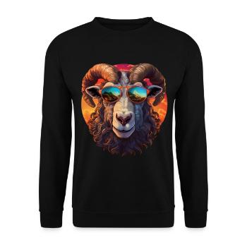 Sven the cool, friendly proud ram - Unisex Sweatshirt - black - Front - Alina (178cm) & Michal (187cm)