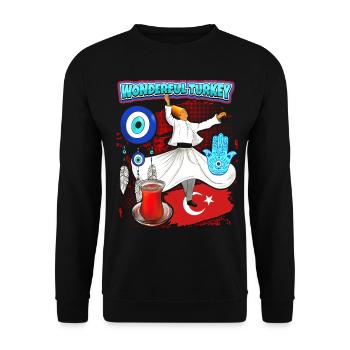 Turkey, Dervishes, Turkish Tea, Turkish Eye - Unisex Sweatshirt - black - Front - Alina (178cm) & Michal (187cm)