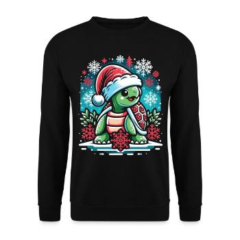 Merry Christmas Turtle: Santa Hat Joy - Unisex Sweatshirt - black - Front - Alina (178cm) & Michal (187cm)