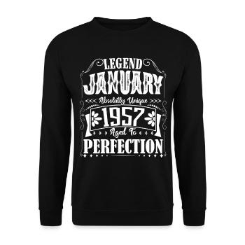 January 1957. January 1957 Birthday Gift. - Unisex Sweatshirt - black - Front - Alina (178cm) & Michal (187cm)