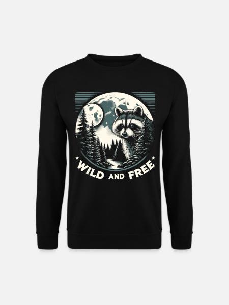 Wild and Free: Waschbär in der Natur - Unisex Pullover - Schwarz