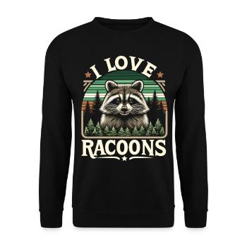 Raccoon in the forest: "I love Racoons" - Unisex Sweatshirt - black - Front - Alina (178cm) & Michal (187cm)