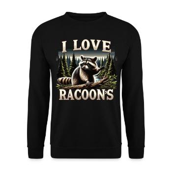 Nature-Loving Raccoon: Forest and Love - Unisex Sweatshirt - black - Front - Alina (178cm) & Michal (187cm)