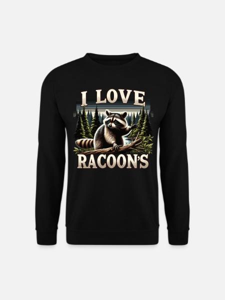 Naturtreuer Waschbär: Wald und Liebe - Unisex Pullover - Schwarz