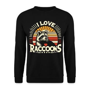Nostalgic raccoon: "I love Racoons" - Unisex Sweatshirt - black - Front - Alina (178cm) & Michal (187cm)
