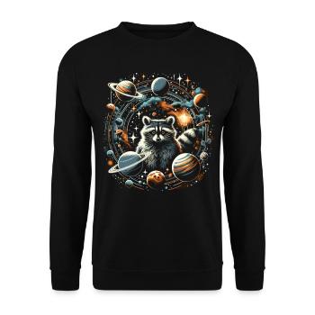 Raccoon in Space: Planetary Explorers - Unisex Sweatshirt - black - Front - Alina (178cm) & Michal (187cm)