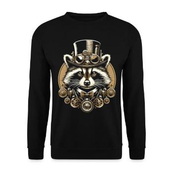 Steampunk Raccoon : Aventures mécaniques - Sweat-shirt Unisexe - noir - Devant - Alina (178cm) & Michal (187cm)