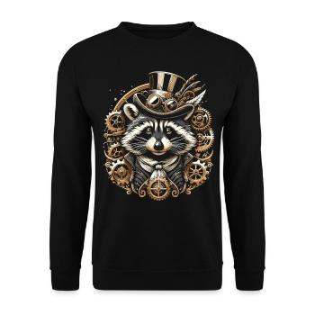 Victorian Raccoon: Steampunk Elegance - Unisex Sweatshirt - black - Front - Alina (178cm) & Michal (187cm)