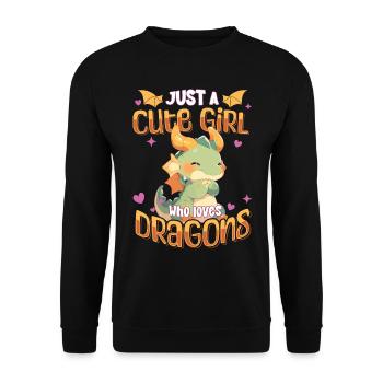 Just a cute Girl who loves Dragons - Kawaii Dragon - Unisex Sweatshirt - black - Front - Alina (178cm) & Michal (187cm)