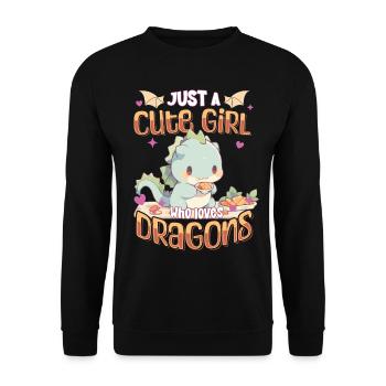 Just a cute Girl who loves Dragons - Kawaii Dragon - Unisex Sweatshirt - black - Front - Alina (178cm) & Michal (187cm)