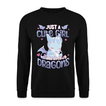 Just a cute Girl who loves Dragons - Kawaii Dragon - Unisex Sweatshirt - black - Front - Alina (178cm) & Michal (187cm)