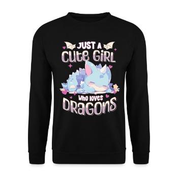 Just a cute Girl who loves Dragons - Kawaii Dragon - Unisex Sweatshirt - black - Front - Alina (178cm) & Michal (187cm)