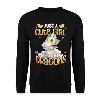 Just a cute Girl who loves Dragons - Kawaii Dragon - Unisex Sweatshirt - black - Front - Alina (178cm) & Michal (187cm)