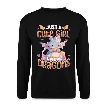 Just a cute Girl who loves Dragons - Kawaii Dragon - Unisex Sweatshirt - black - Front - Alina (178cm) & Michal (187cm)