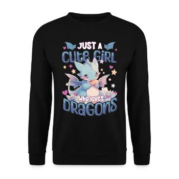 Just a cute Girl who loves Dragons - Kawaii Dragon - Unisex Sweatshirt - black - Front - Alina (178cm) & Michal (187cm)