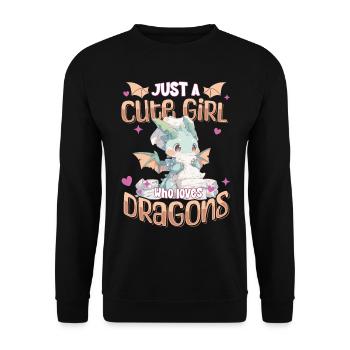 Just a cute Girl who loves Dragons - Kawaii Dragon - Unisex Sweatshirt - black - Front - Alina (178cm) & Michal (187cm)