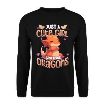 Just a cute Girl who loves Dragons - Kawaii Dragon - Unisex Sweatshirt - black - Front - Alina (178cm) & Michal (187cm)