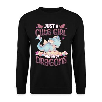 Just a cute Girl who loves Dragons - Kawaii Dragon - Unisex Sweatshirt - black - Front - Alina (178cm) & Michal (187cm)